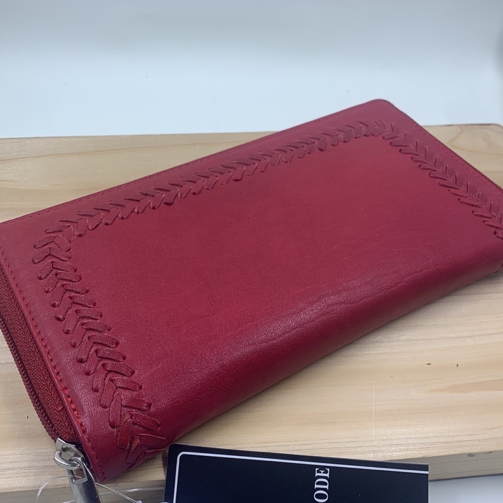 Red Genuine Leather RFID Women's Wallet - Picture 6 of 9
